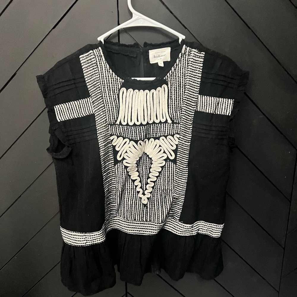 Black and White Embroidered Blouse